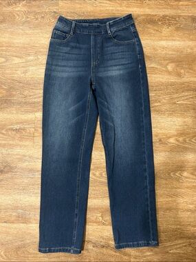 HALARA Straight-Leg Stretch Jeans in Medium Blue Denim